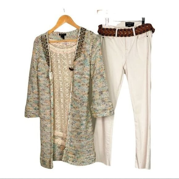 𝅺BCBG Multicolor Cardigan with Copper beading size Small - Picture 9 of 16